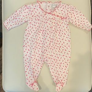 Kissy Kissy pink and white footie 3-6 month